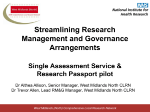 Streamlining Research Management and Governance arrangements