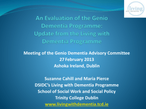 An Evaluation of the Genio Dementia Programme: Update from the