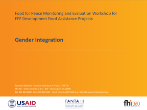 Gender Integration - Food and Nutrition Technical Assistance III