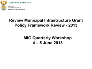 Review Municipal Infrastructure Grant Policy Framework