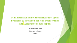 Multilateralization of the nuclear fuel cycle: Problems & Prospects for