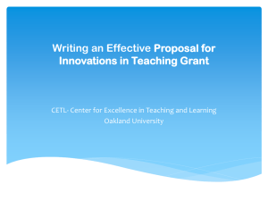 Writing an Effective Proposal for Innovations in Teaching Grant