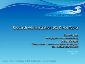 Research Admin 101 & Hot Topics I