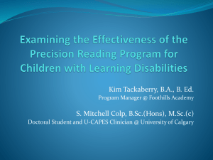 Examining the Effect of the Precision Reading Program for Children