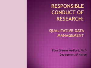 Responsible Conduct in Research: Qualitative Data Management