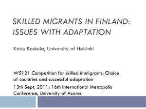 Skilled Migrants in Finland - 16th International Metropolis Conference