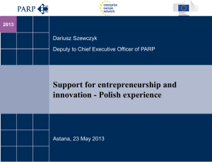 Support for entrepreneurship and innovation – Polish experience