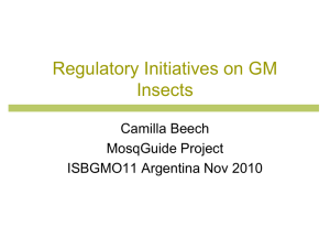 Regulatory Initiatives on GM Insects