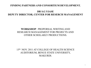 FINDING PARTNERS AND CONSORTIUM DEVELOPMENT. DR