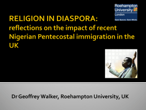 Dr Geoffrey Walker, Roehampton University, UK The dominant