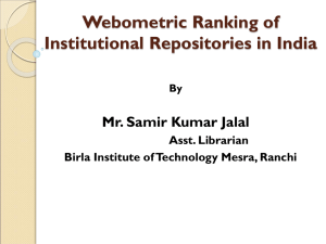 Webometric Ranking of Institutional Repositories in India