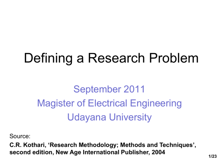 Defining A Research Problem