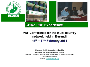 A PBF experience in Zambia - Performance Based Financing