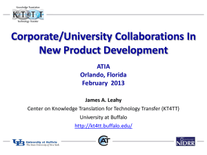 Corporate/University Collaborations In New Product