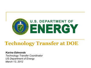 Technology Transfer at DOE - Karina Edmonds