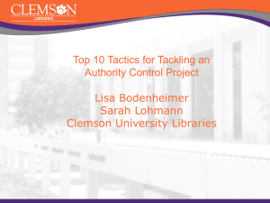 Top Ten Tactics for Tackling an Authority Control Project with