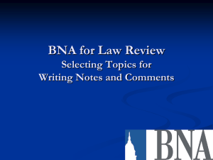 BNA for Law Review Selecting Topics for Writing Notes and