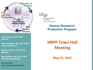 HRPP Town Hall - Office of Research