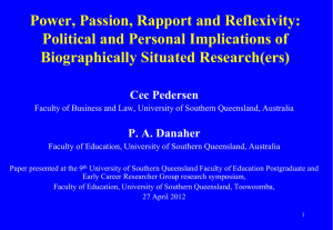 Power, Passion, Rapport and Reflexivity - USQ ePrints