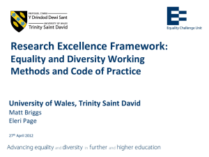 Equality and Diversity in the REF - University of Wales Trinity Saint
