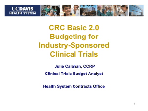Clinical Trials Budgets - UC Davis Health System