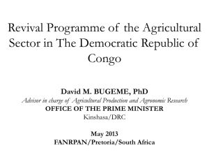Revival of the Agriculture in The Democratic Republic of Congo