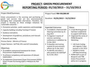 project: green procurement reporting period: 01/10/2013