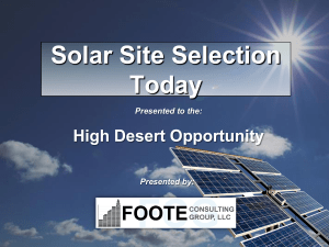 Solar Site Selection Today - Foote Consulting Group, LLC