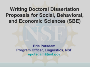 Writing Doctoral Dissertation Proposals for NSF Geography and