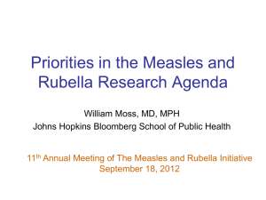 Priorities in the Measles and Rubella Research Agenda
