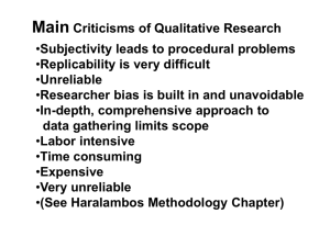 LECTURE 4 Qualitative Methodology Today