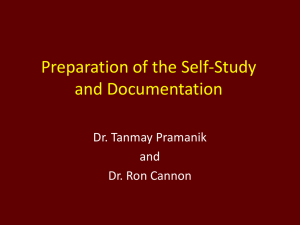 Preparation of the Self-Study and Documentation