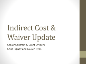 Indirect Cost Waivers – Updated Guidance