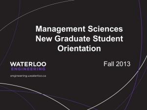 Management Sciences New Graduate Student Orientation