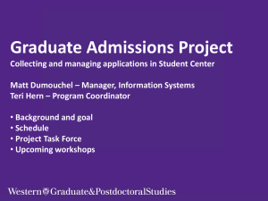 Graduate Admissions Project Goals