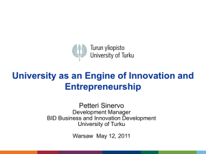 University as an Engine of Innovation and Entrepreneurship