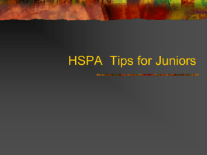 HSPA TIPS FOR Juniors