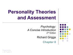 Griggs Chapter 8: Personality Theories and