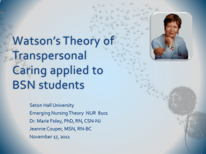 Watson`s Theory of Transpersonal Caring applied to BSN