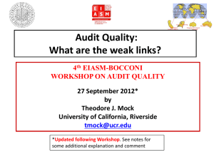 Audit Quality: The Weakest Link