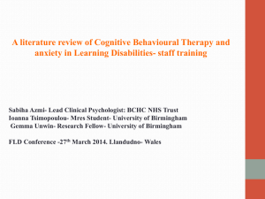 A literature review of Cognitive Behavioural Therapy and anxiety in