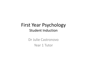 First Year Psychology - Psychology Intranet