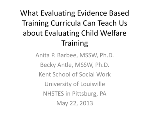 What Evaluating Evidence Based Training Curricula