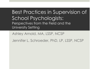 Best Practices in Supervision of School Psychologists: Perspectives