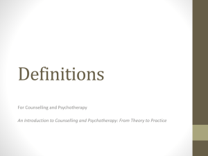 Counselling and Psychotherapy: A Overview of Definitions