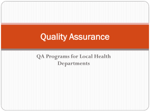 Quality Assurance for Local Health Departments