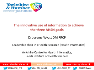 Information - Yorkshire & Humber Academic Health Science