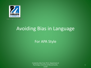 Avoiding Bias in Language - University of Massachusetts Lowell