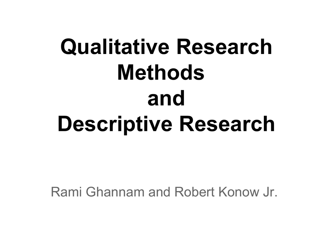 Descriptive Research Methodology Examples Descriptive Research