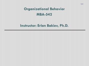 1: Introduction to Organizational Behavior